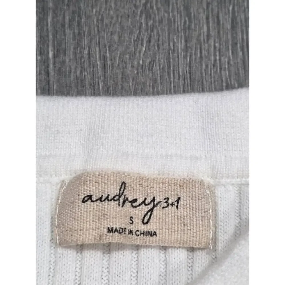 Anthropologie Audrey 3+1 short sleeve Y2K collar Polo Shirt White Small A004559